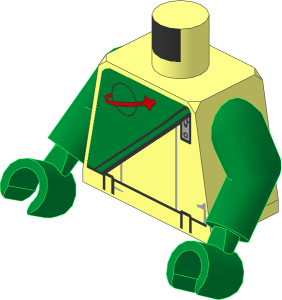 Minifig Torso with Arms and Hands with Green Futuron Pattern