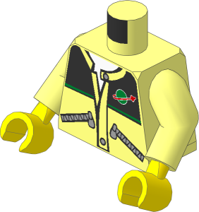 Minifig Torso with Arms and Yellow Hands with Jacket, Zippered Pockets and Classic Space Logo Pattern
