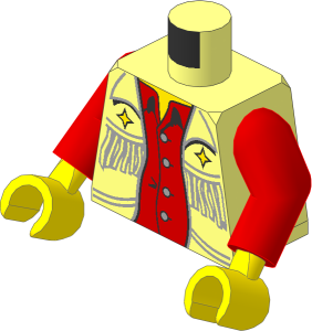 Minifig Torso with Arms and Hands with Red Undershirt and Fringe Pattern