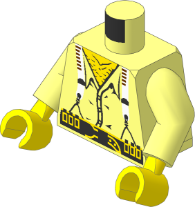 Minifig Torso with Arms and Hands with White Braces and Cartridge Belt Pattern
