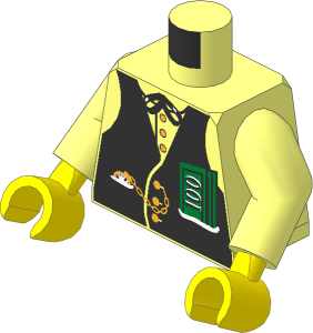 Minifig Torso with Arms and Hands with Gold Fob and 100 Dollar Bills Pattern