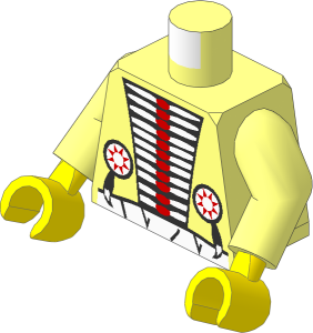 Minifig Torso with Arms and Hands with White/Red Armour and White Belt Pattern