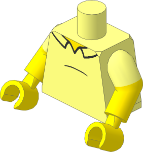 Minifig Torso with Dual Mould Arms and Hands with Shirt with Black Belly Bump and Collar Outline Pattern