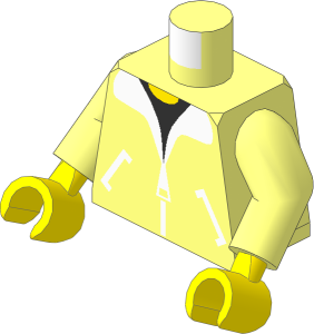 Minifig Torso with Arms and Hands with Bomber Jacket & Black Shirt Pattern