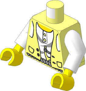 Minifig Torso with Arms and Hands with Vest, Slingshot in Belt Pattern