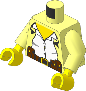 Minifig Torso with Arms and Hands with Female White Shirt, Open Jacket Pattern