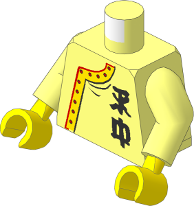 Minifig Torso with Arms and Hands with 2 Chinese Letters Yellow Stripe Pattern