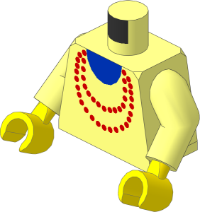 Minifig Torso with Arms and Hands with Red Necklace and Blue Undershirt Pattern