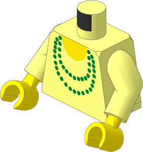 Minifig Torso with Arms and Hands with Gold Necklace and Yellow Undershirt Pattern