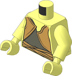 Minifig Torso with Arms and Hands with SW Gungan Dark Grey/Dark Tan Shirts Pattern