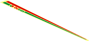 Sticker  1.1 x 15.9 Triangular with Octan Logo, Red and Green Stripes Right