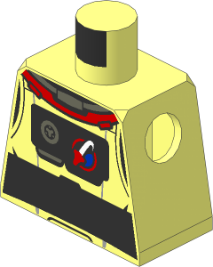 Minifig Torso with Spacesuit with Silver Belt and Chest Piece with Space Shuttle Logo on Front and Back Pattern