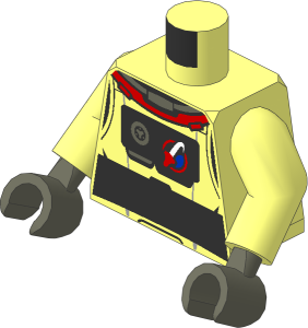Minifig Torso with Arms and Hands with Spacesuit with Silver Belt and Chest Piece with Space Shuttle Logo on Front and Back Pattern
