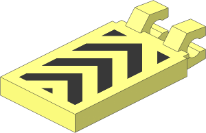 Tile  2 x  3 with Clips Horizontal (Angled Clips) with Danger Chevron Pattern