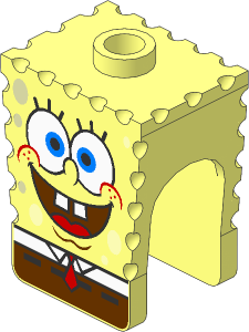Minifig Head SpongeBob with Happy Pattern