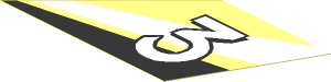 Sticker  1.9 x  3.7 Trapezoid with Number  3 on White and Black Stripes Left