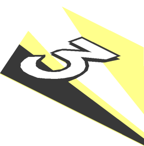 Sticker  1.9 x  3.7 Trapezoid with Number  3 on White and Black Stripes Right