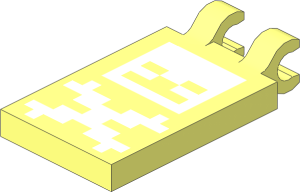 Tile  2 x  3 with Clips Horizontal (Thick C-Clips) with Pixelated Skull and Crossbones Pattern