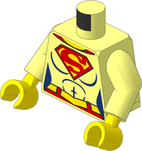 Minifig Torso with Arms and Hands with Female Outline, Yellow and Red Belt and Superman Logo Pattern