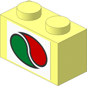 Brick  1 x  2 with Octan Logo on White Sticker