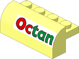 Brick  2 x  4 x  1.333 with Curved Top with Octan Logo with Black Border on White Sticker