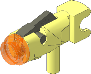 Minifig Gun Shooting Blaster with Socket Joint-8 with Dark Bluish Grey Trigger and Trans Orange Projectile