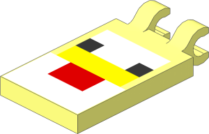 Tile  2 x  3 with Clips Horizontal (Thick C-Clips) with Pixelated Chicken Pattern
