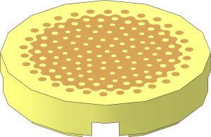 Tile  2 x  2 Round with Round Underside Stud with Dark Tan Bamboo Crossection Pattern