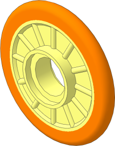 Wheel  2 x 21 with Technic Pin Hole with Integral Rubber Tan Tyre Pattern