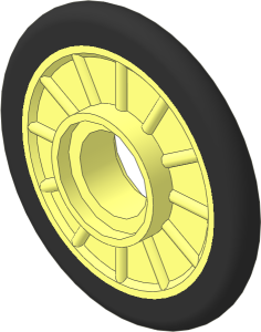 Wheel  2 x 21 with Technic Pin Hole with Integral Rubber Black Tyre Pattern