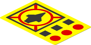 Sticker  1.9 x  1.2 with Black and Red Flight Controls on Yellow