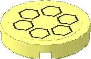 Tile  2 x  2 Round with 6 Black Hexagons Sticker