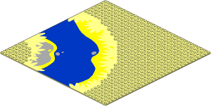 Baseplate 32 x 32 Road 7-Stud Curve with Lagoon Pattern