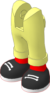 Figure Friends Legs with Folded Trousers with Nougat Feet and Black Shoes with White Laces and Sole Pattern