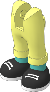 Figure Friends Legs with Folded Trousers with Medium Tan Feet and Black Shoes with White Laces and Sole Pattern