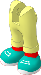 Figure Friends Legs with Folded Trousers with Nougat Feet and Dark Turquoise Shoes with White Laces and Sole Pattern