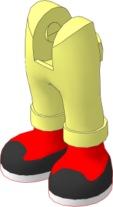 Figure Friends Legs with Folded Trousers with Nougat Feet and Black Ballerina Shoes with White Sole Pattern