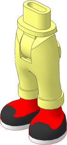 Figure Friends Hips and Legs with Folded Trousers with Nougat Feet and Black Ballerina Shoes with White Sole Pattern