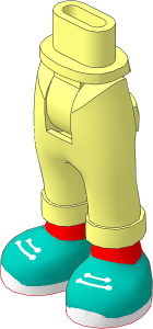 Figure Friends Hips and Legs with Nougat Feet and Dark Turquoise Shoes with White Laces and Sole Pattern