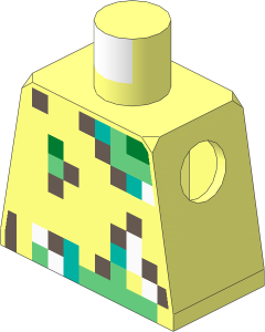 Minifig Torso with Pixelated Vest with Dark Brown, Dark Turquoise, Green, Sand Green, and White Pattern