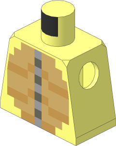Minifig Torso with Pixelated Dark Tan, Tan and Gray Stomach, Lime and Green Shell on Back Pattern