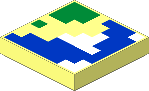 Tile  2 x  2 with Pixelated Blue, Green and White Map Pattern