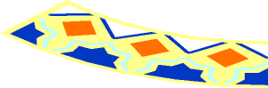 ~Tile  4 x  4 Corner Round Blue Half Stars with Dark Turquoise Outlines, Orange Squares and Bright Light Orange Triangles Half Pattern