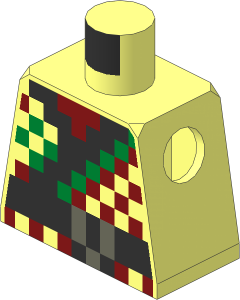 Minifig Torso with Pixelated Robe with Black Hem/Belt, Gold Trim and Grey Belt Wrinkles Pattern