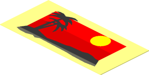 Sticker  1.3 x  2.7 with Palm Trees and Sun