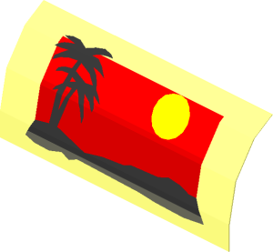 Sticker  1.3 x  2.7 with Palm Trees and Sun (Formed)