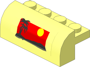 Brick  2 x  4 x  1.333 with Curved Top with Palm Trees and Sun Sticker