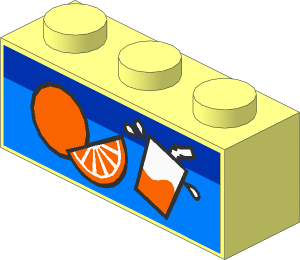 Brick  1 x  3 with Orange and Juice Glass Sticker