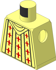 Minifig Torso with Collar and Red Fleur-de-Lis Pattern