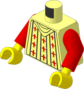 Minifig Torso with Arms and Hands with Collar and Red Fleur-de-Lis Pattern